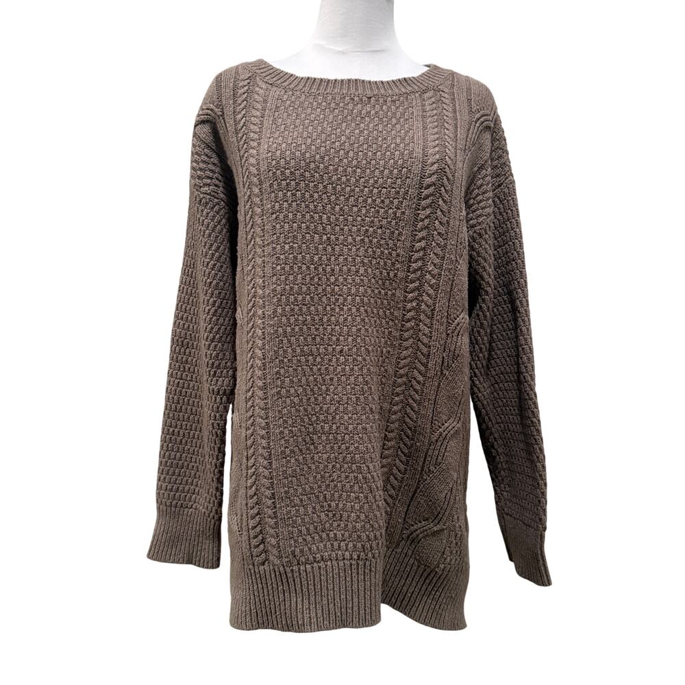 Vintage Gap Wool Blend Women XL Gray Cable Knit Chunky Sweater Cabin Cable Knit